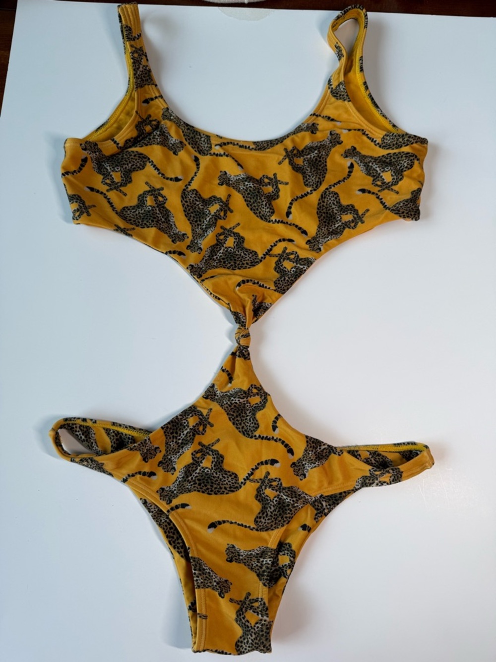 TRYA‎ Mustard Yellow Leopard Print One-Piece Swimsuit